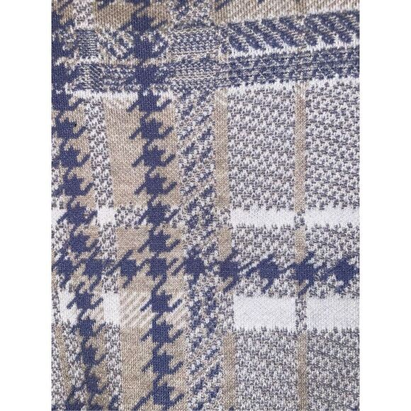 Rachel Zoe Large Houndstooth Knit Mock Turtleneck Fitted Sweater - Picture 4 of 13